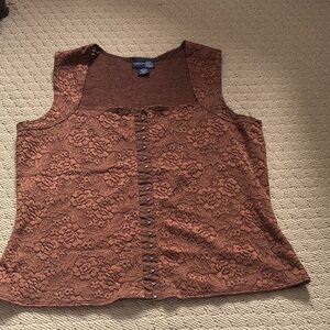 Venezia Brown Lace Blouse—-stunning quality, like NEW vintage, beautiful color